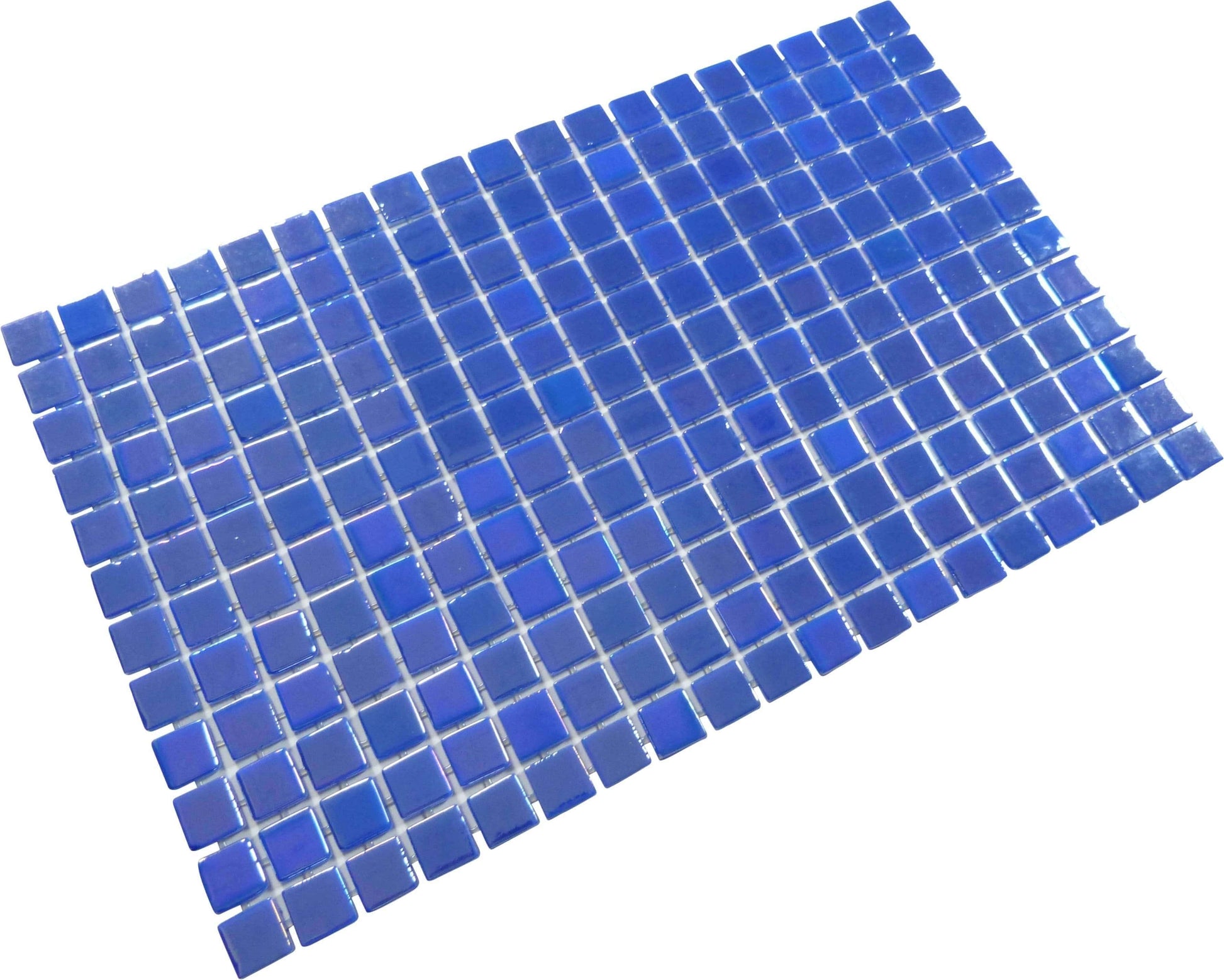 Electric Blue Glossy & Iridescent Glass Pool Tile Fusion