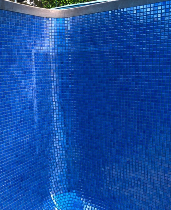 Electric Blue Glossy and Iridescent Glass Tile Fusion