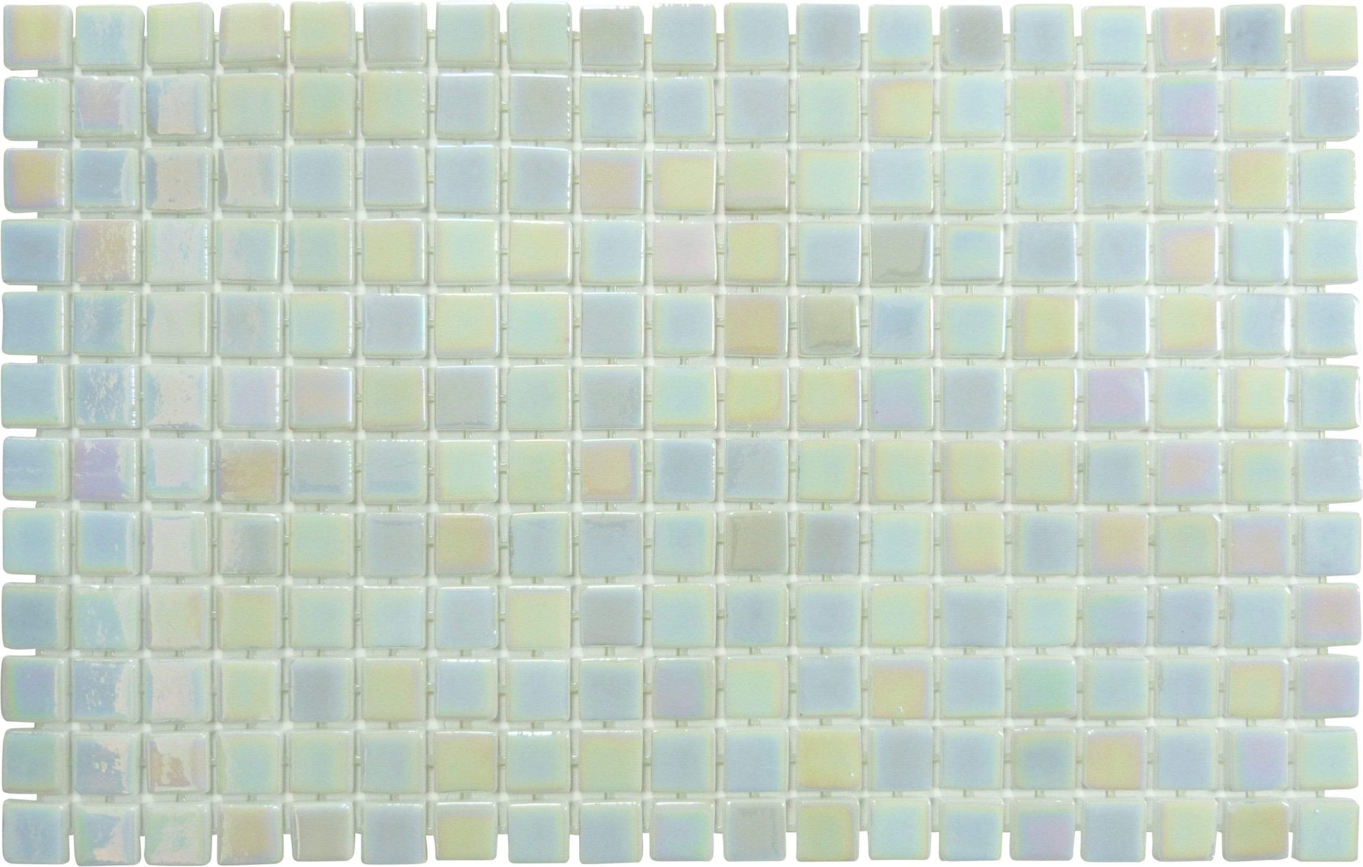 Twisted White Glossy & Iridescent Glass Pool Tile Fusion