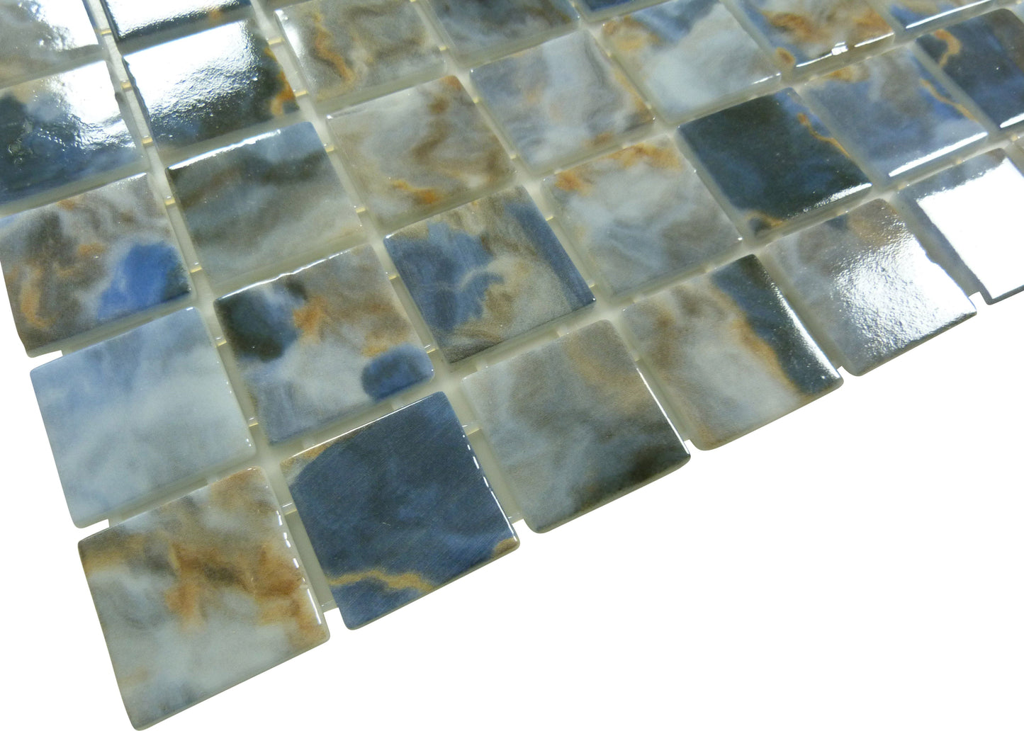 Modena Monte Carlo Blue 2x2 Glossy Glass Tile Fusion