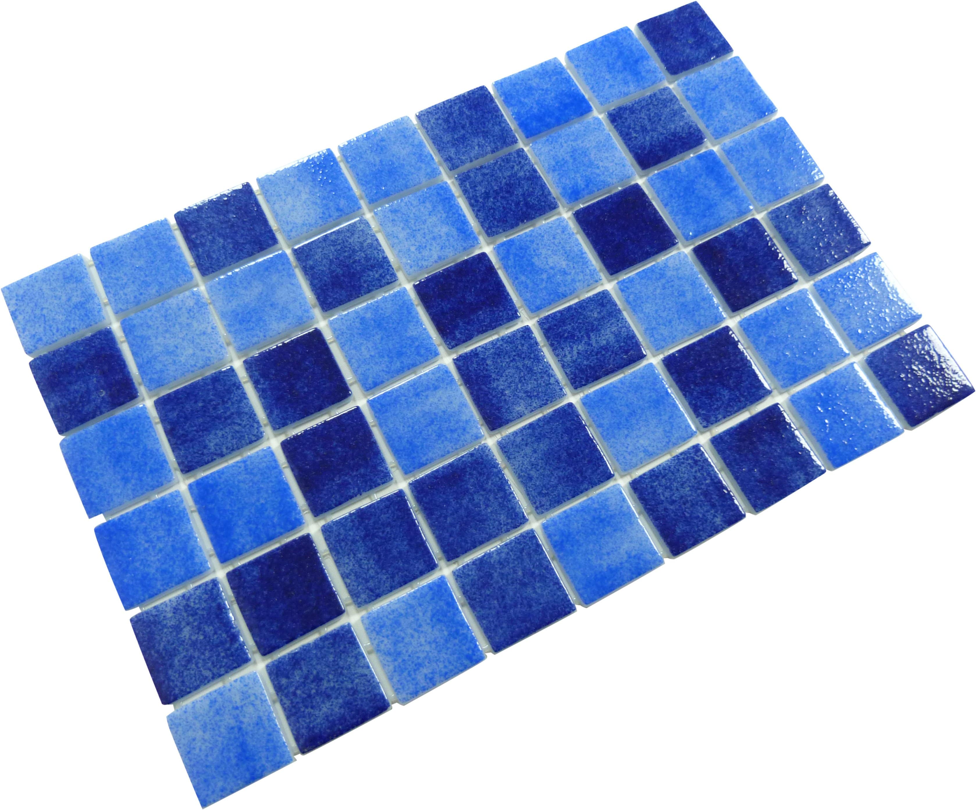 Newport Blue 2" x 2" Anti Slip Glossy Glass Pool Tile Fusion