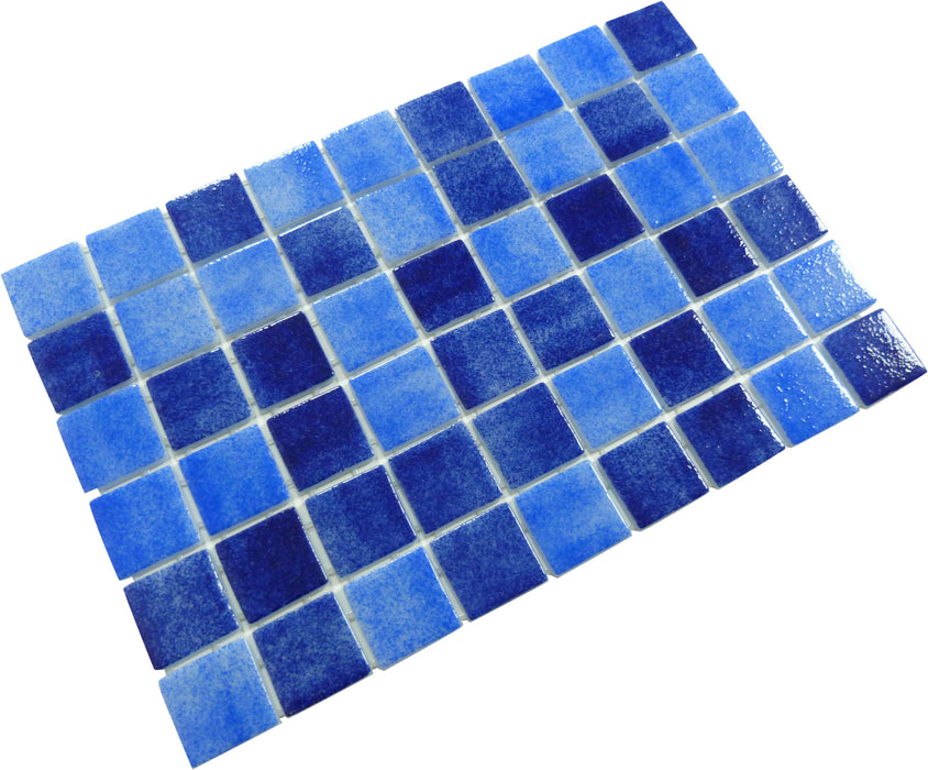 Newport Blue 2" x 2" Anti Slip Glossy Glass Pool Tile Fusion