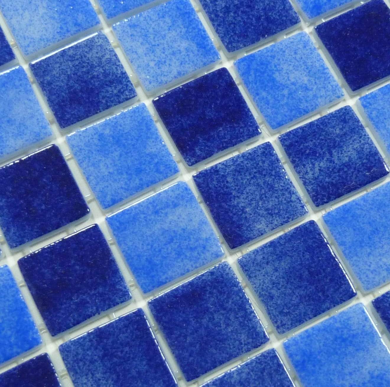 Newport Blue 2" x 2" Anti Slip Glossy Glass Pool Tile Fusion