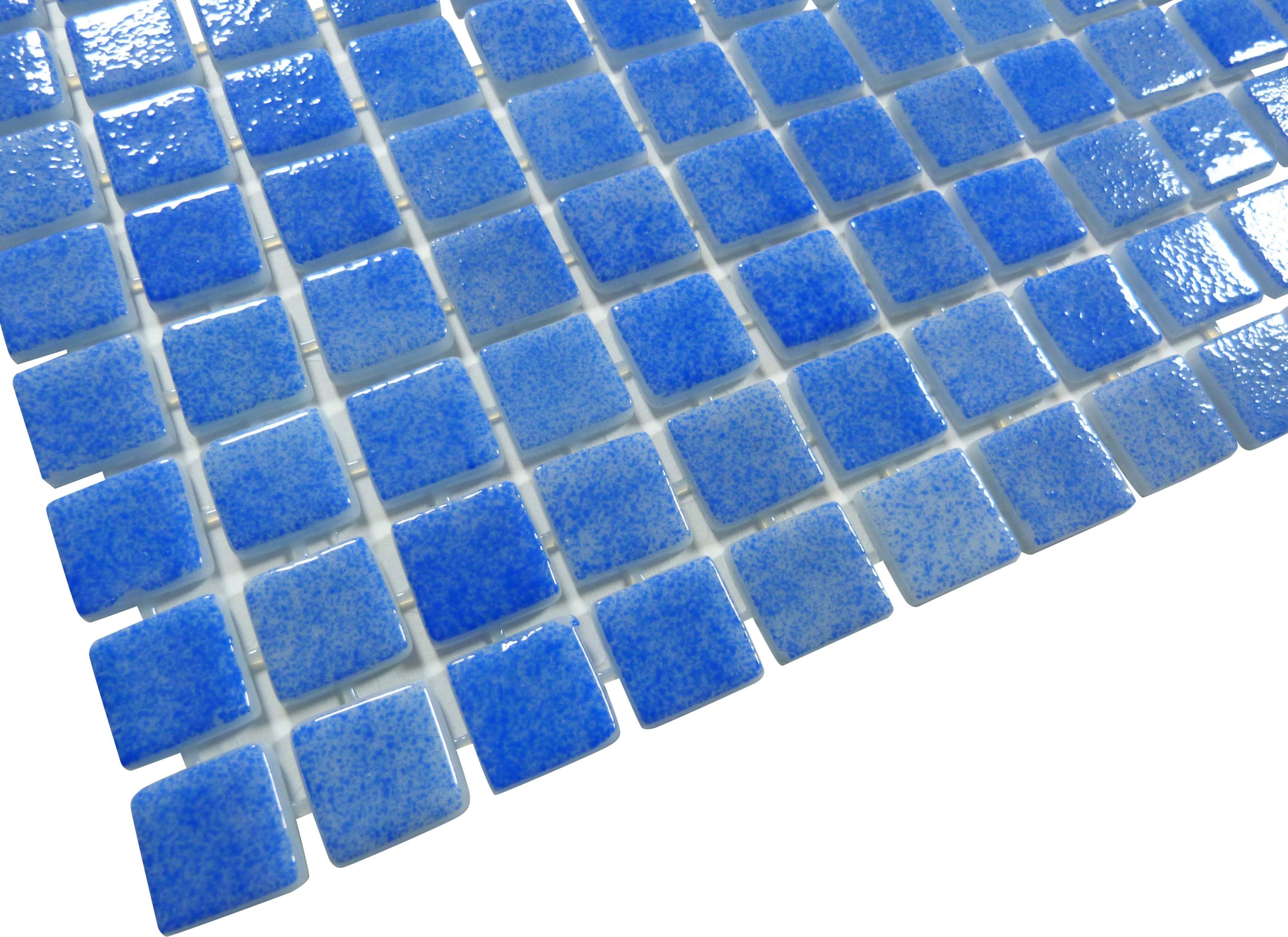 North Sea Blue Glossy Glass Pool Tile Fusion