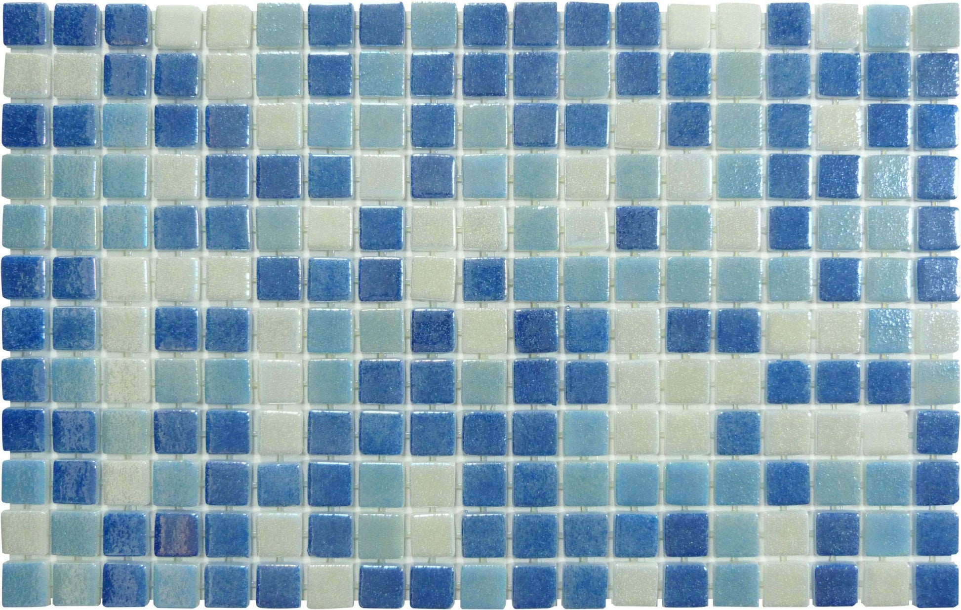 Strata Blue Mix Anti Slip Glossy & Iridescent Glass Pool Tile Fusion