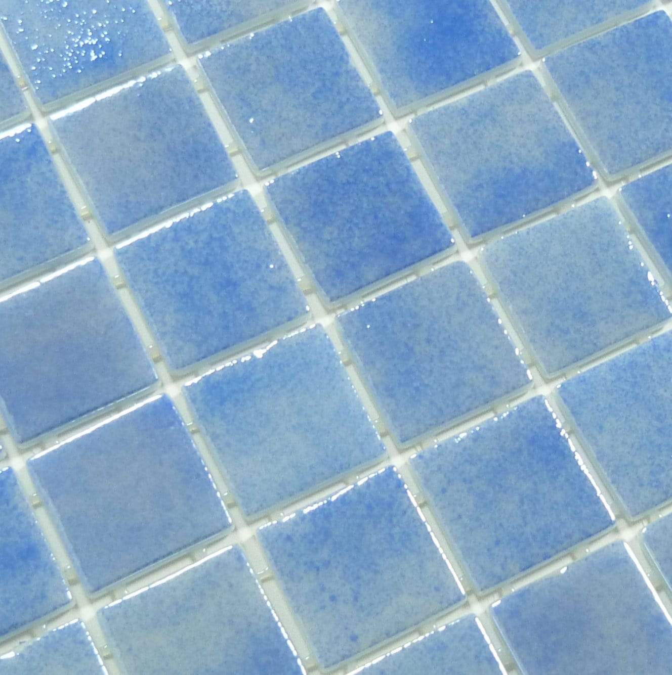 Overcast Blue 2" x 2" Glossy & Iridescent Glass Pool Tile Fusion