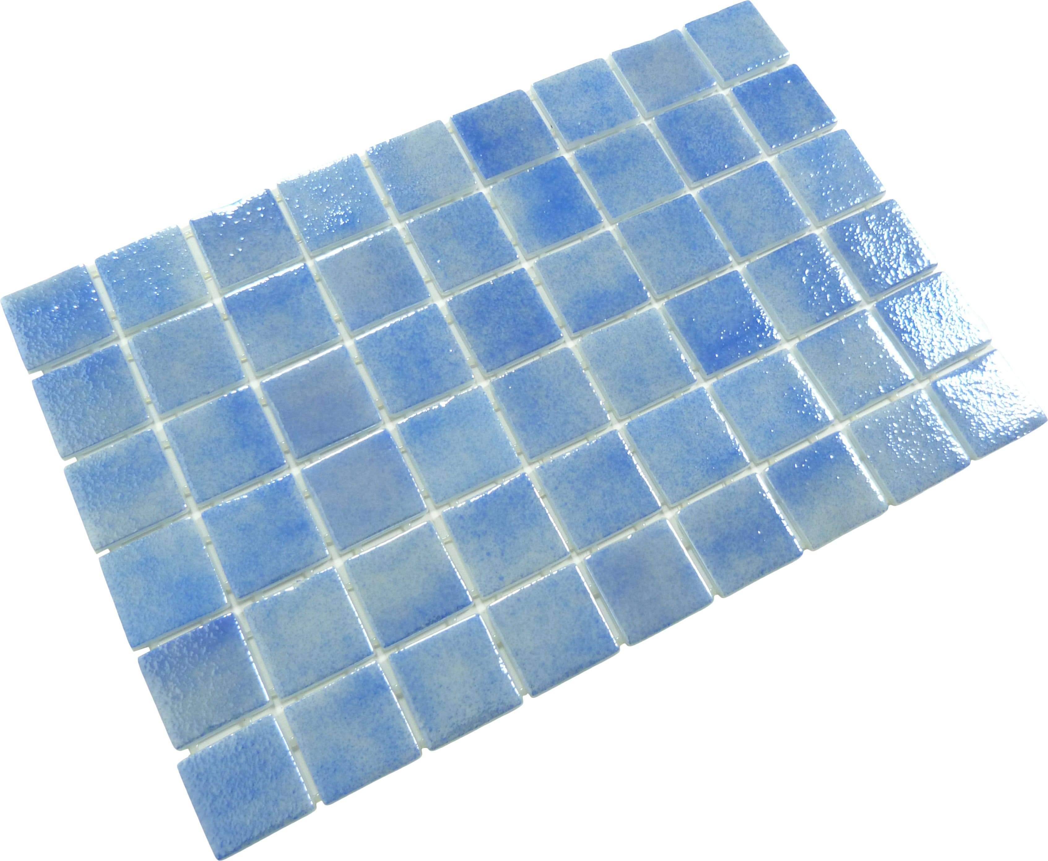 Overcast Blue 2" x 2" Glossy & Iridescent Glass Pool Tile Fusion