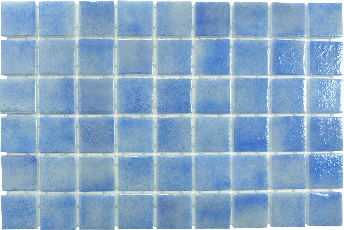 Overcast Blue 2" x 2" Glossy & Iridescent Glass Pool Tile Fusion