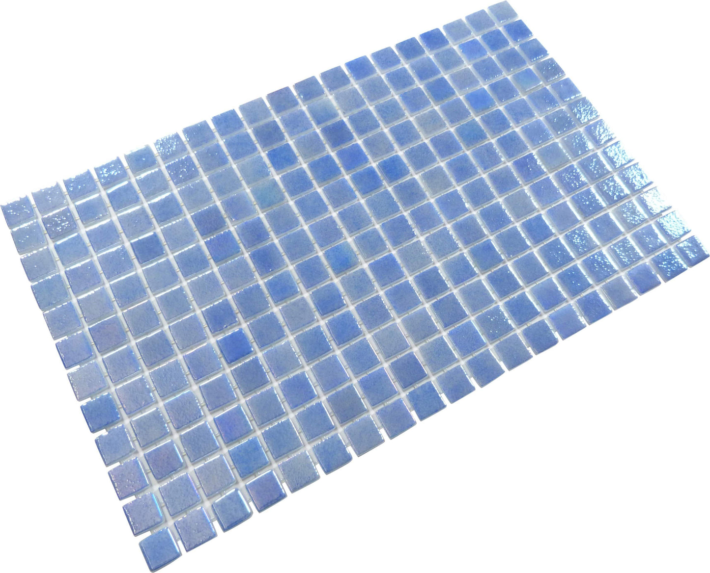 Overcast Blue Glossy & Iridescent Glass Pool Tile Fusion