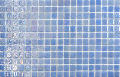 Overcast Blue Glossy & Iridescent Glass Pool Tile Fusion