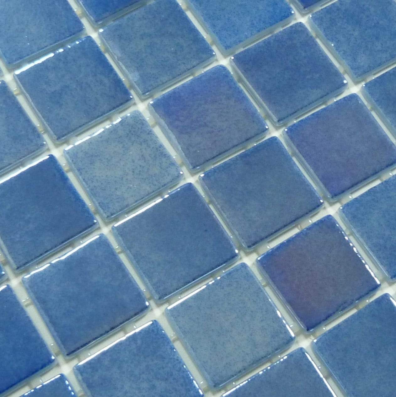 Planetarium Blue 2" x 2" Glossy & Iridescent Glass Pool Tile Fusion