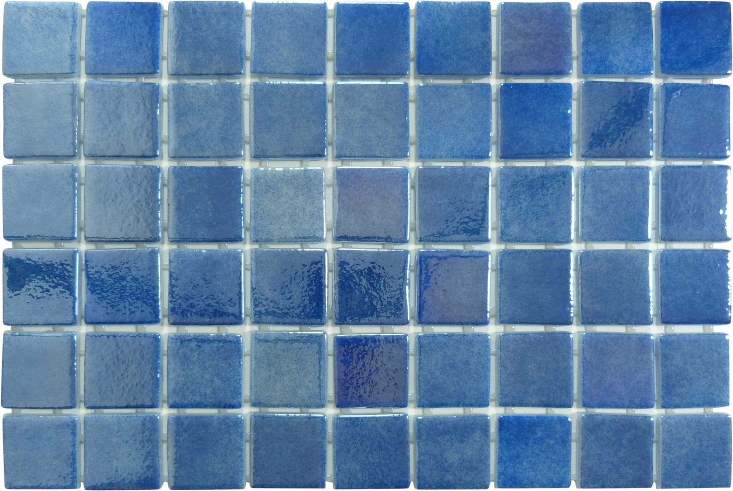 Planetarium Blue 2" x 2" Glossy & Iridescent Glass Pool Tile Fusion