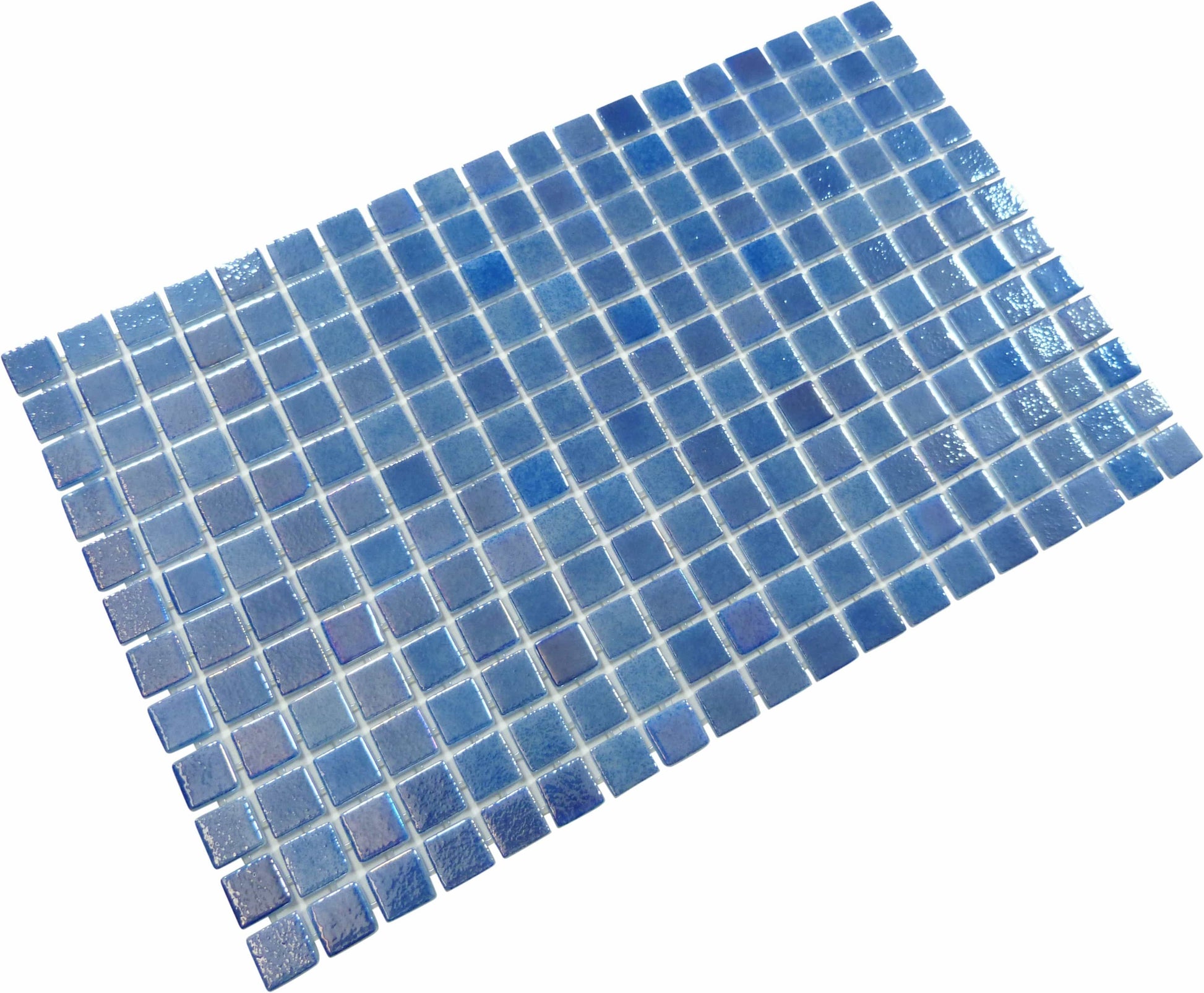 Planetarium Blue Glossy & Iridescent Glass Pool Tile Fusion