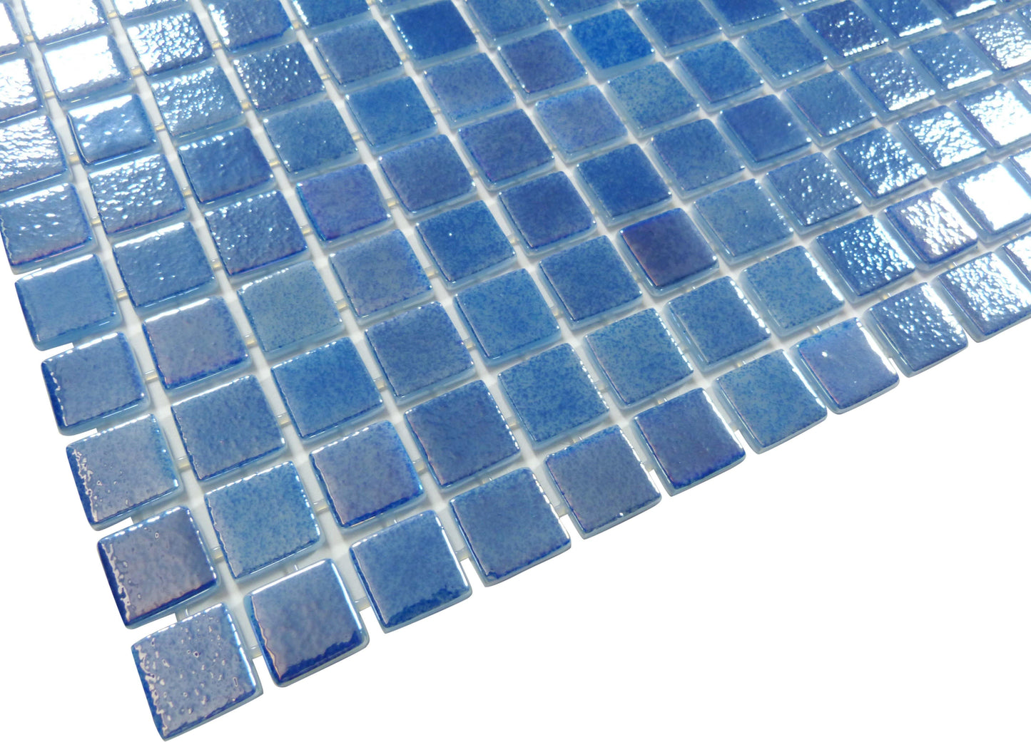 Planetarium Blue Glossy & Iridescent Glass Pool Tile Fusion