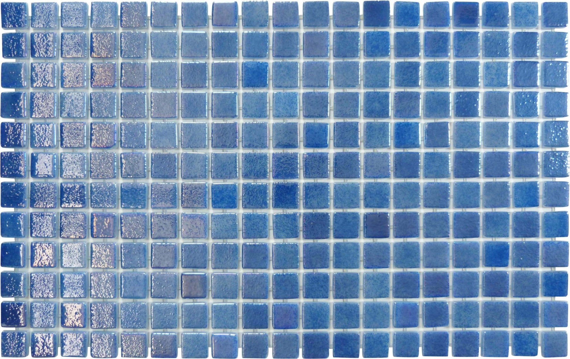 Planetarium Blue Glossy & Iridescent Glass Pool Tile Fusion