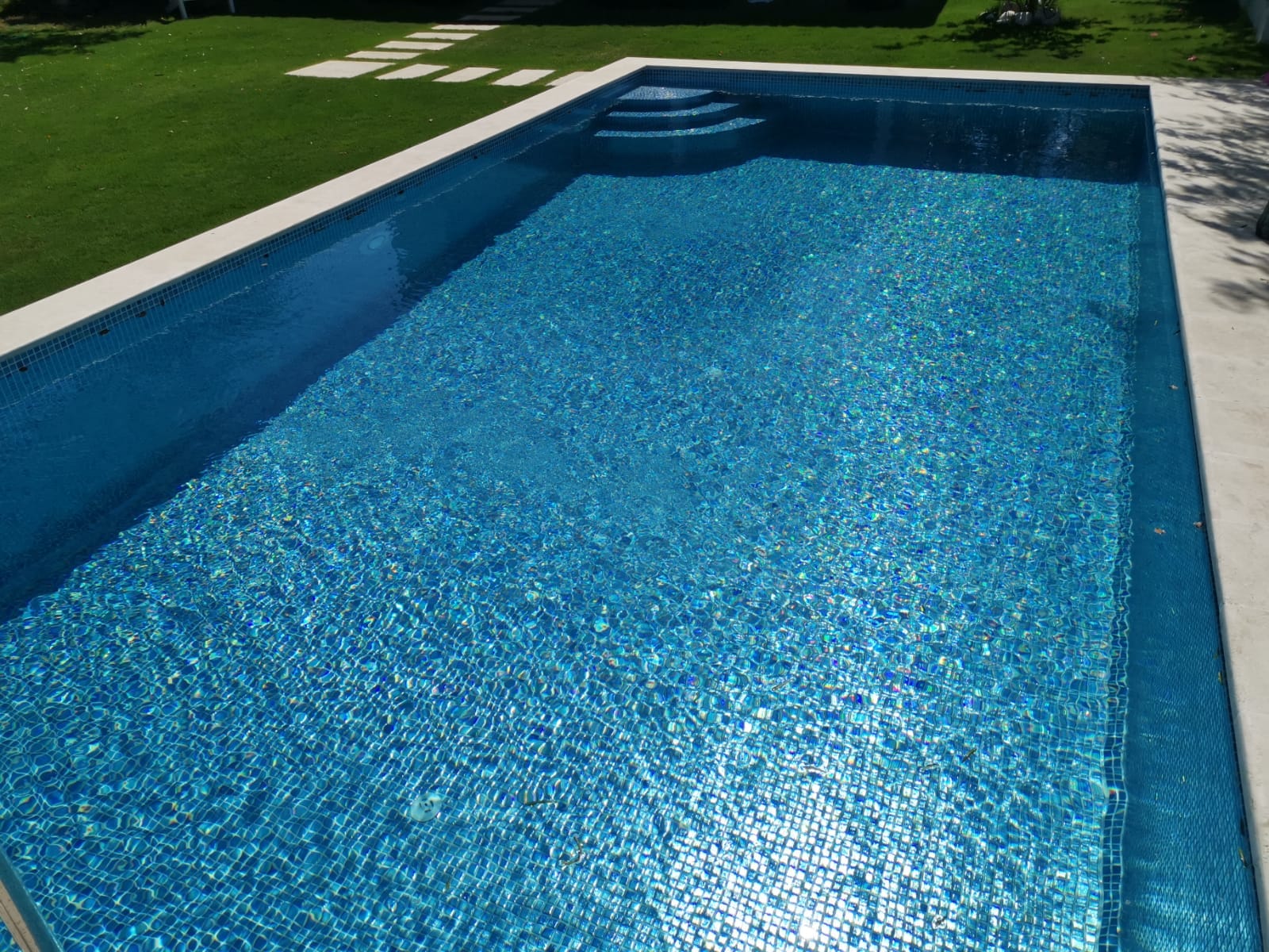 Planetarium Blue Glossy and Iridescent Glass Tile Fusion