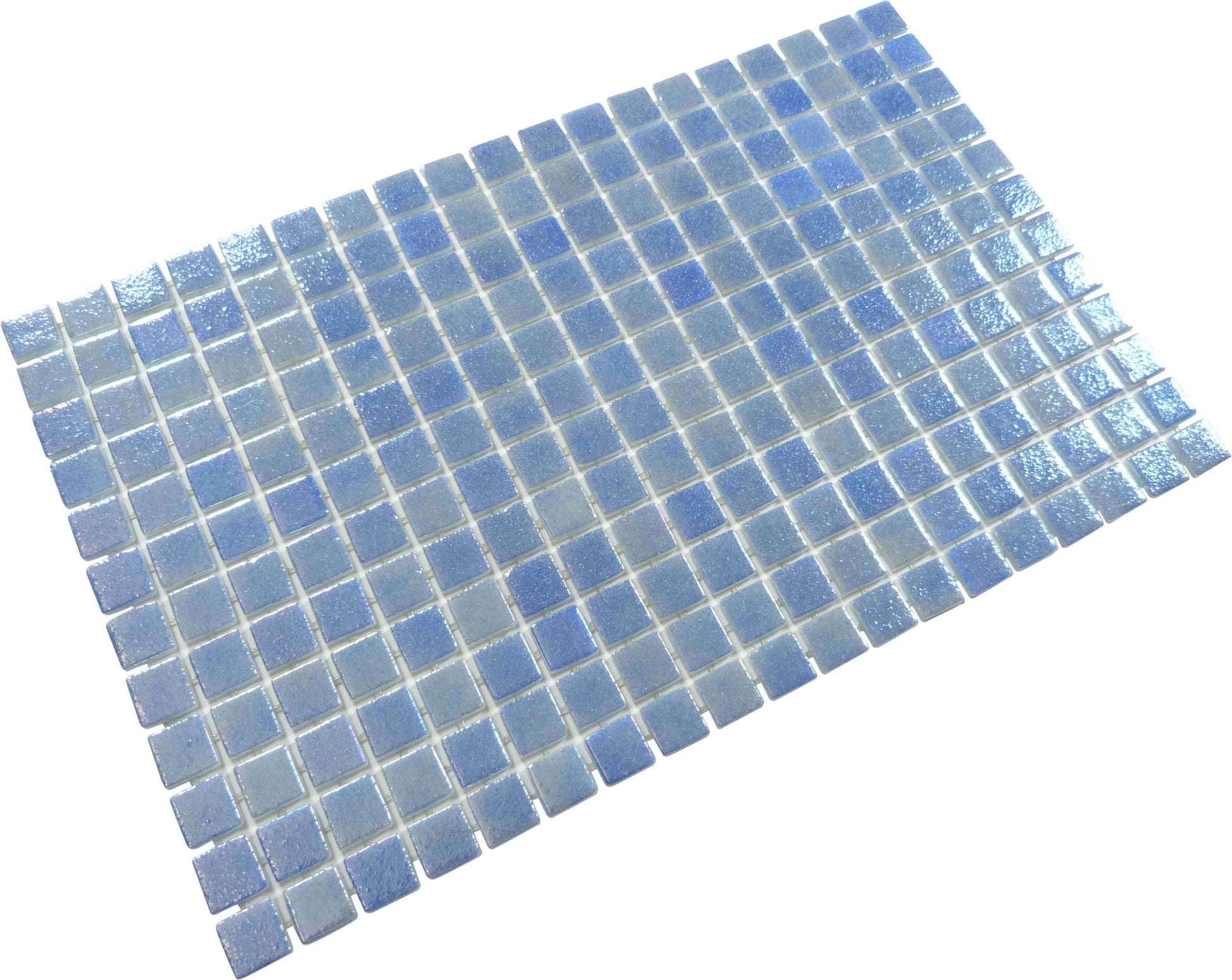 Overcast Blue Anti Slip Glossy & Iridescent Glass Pool Tile Fusion