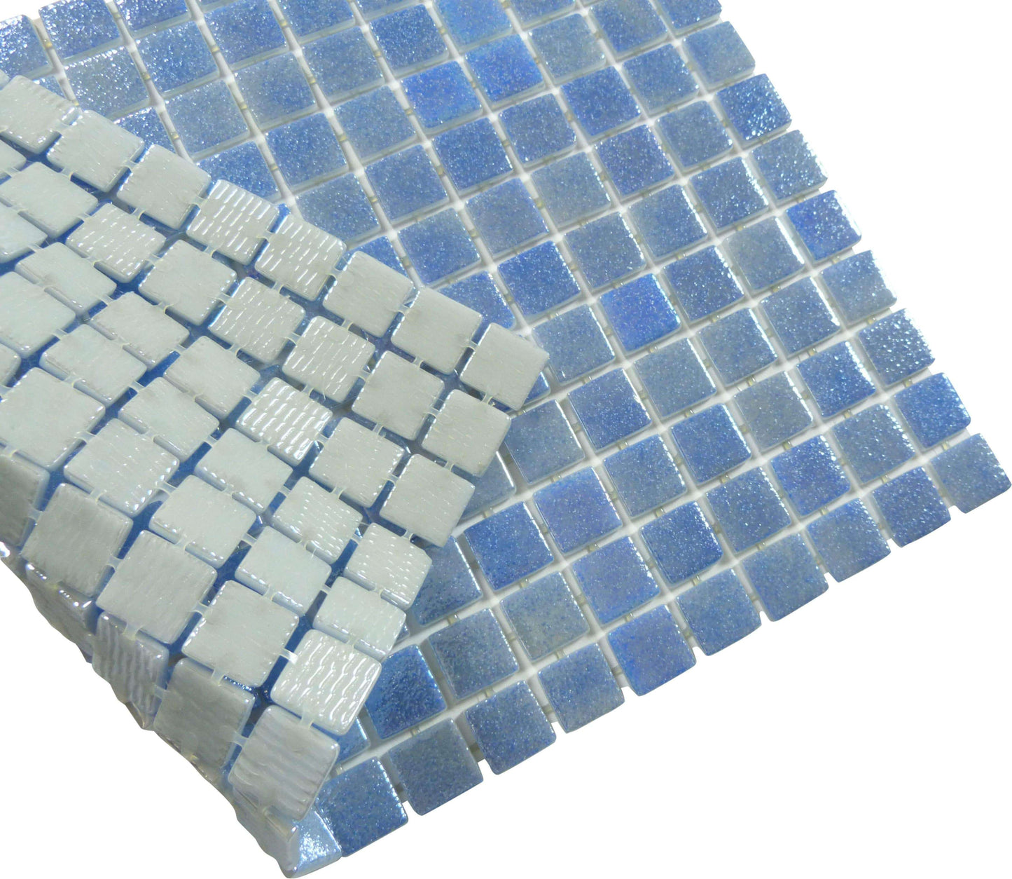 Overcast Blue Anti Slip Glossy & Iridescent Glass Pool Tile Fusion