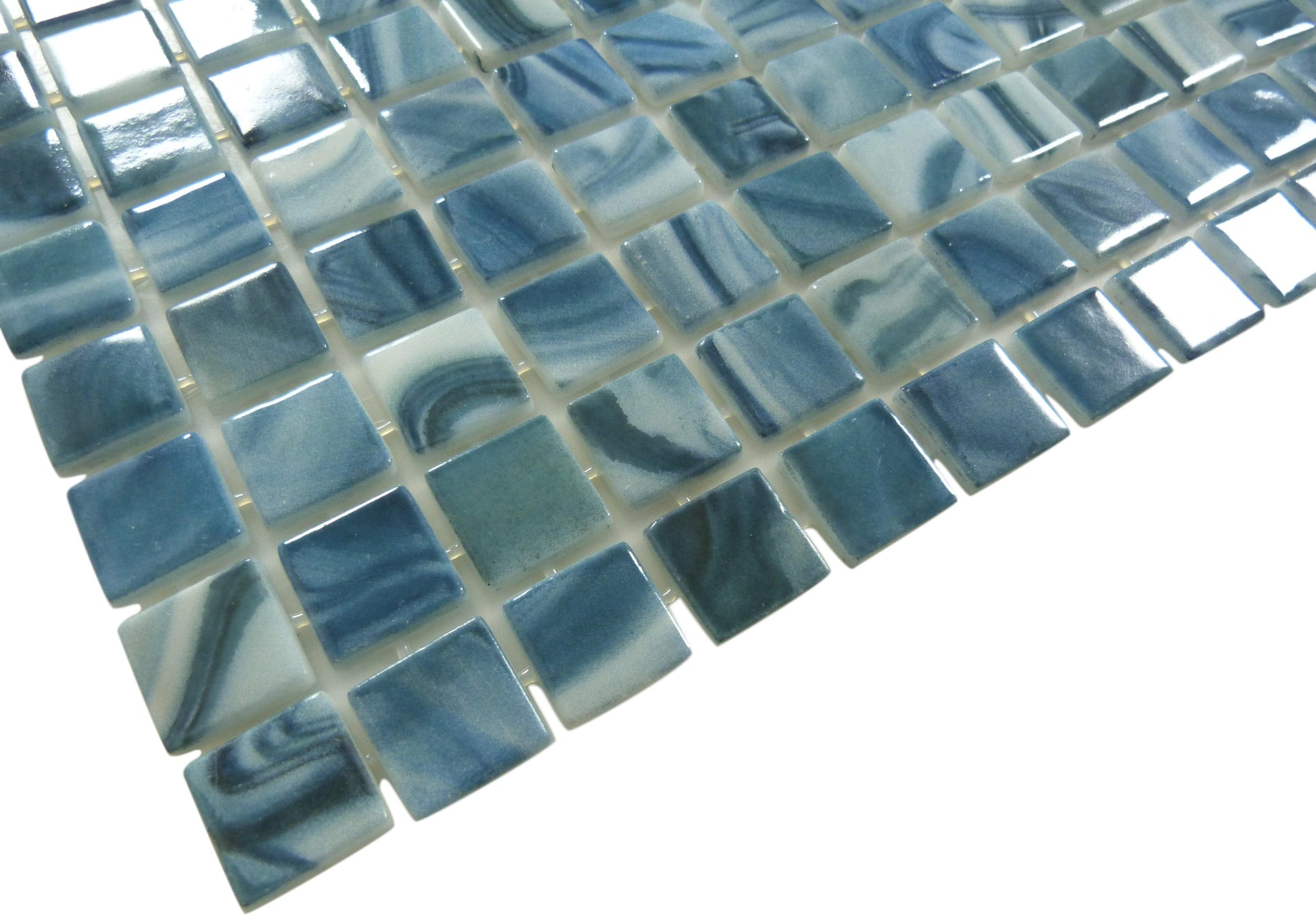 Quattro Como Blue 1x1 Glossy Glass Tile Fusion