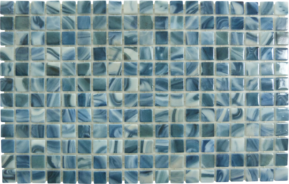 Quattro Como Blue 1x1 Glossy Glass Tile Oasis Tile