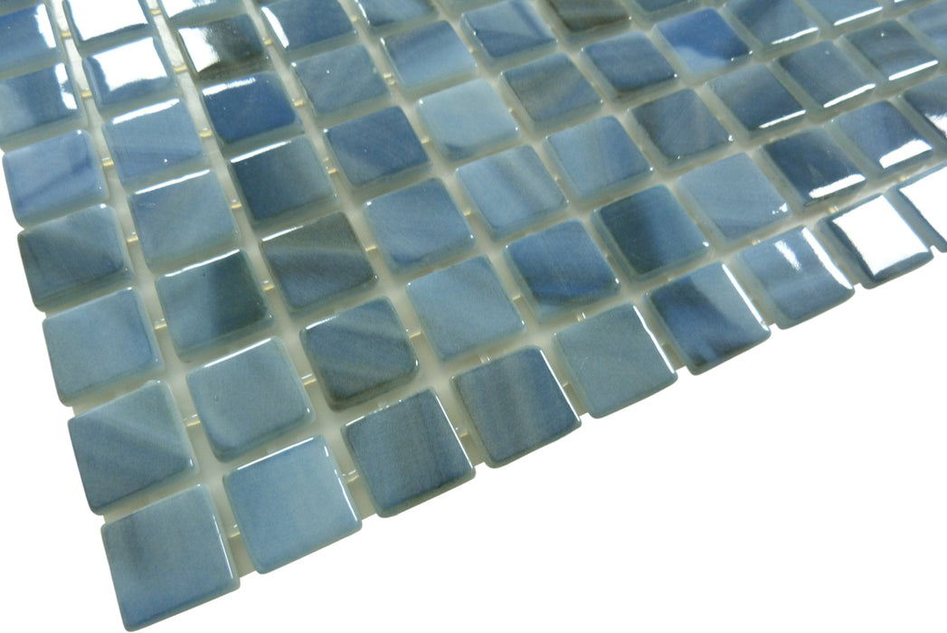 Quattro Rio Blue 1x1 Glossy Glass Tile Fusion