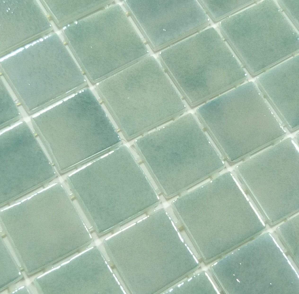 Sea Sprite Green 2" x 2" Glossy & Iridescent Glass Pool Tile Fusion