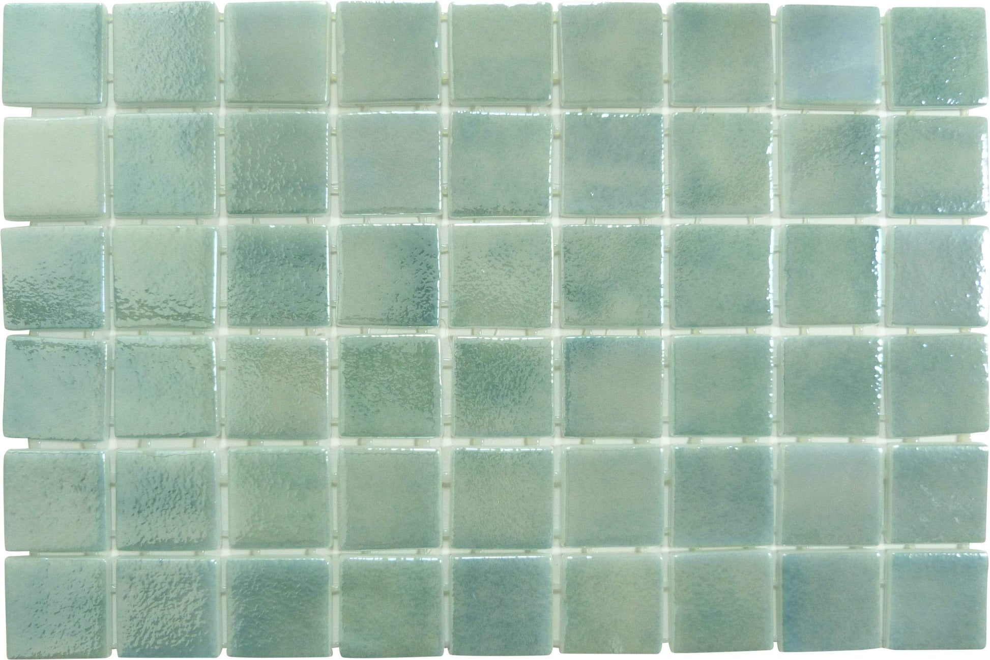 Sea Sprite Green 2" x 2" Glossy & Iridescent Glass Pool Tile Fusion