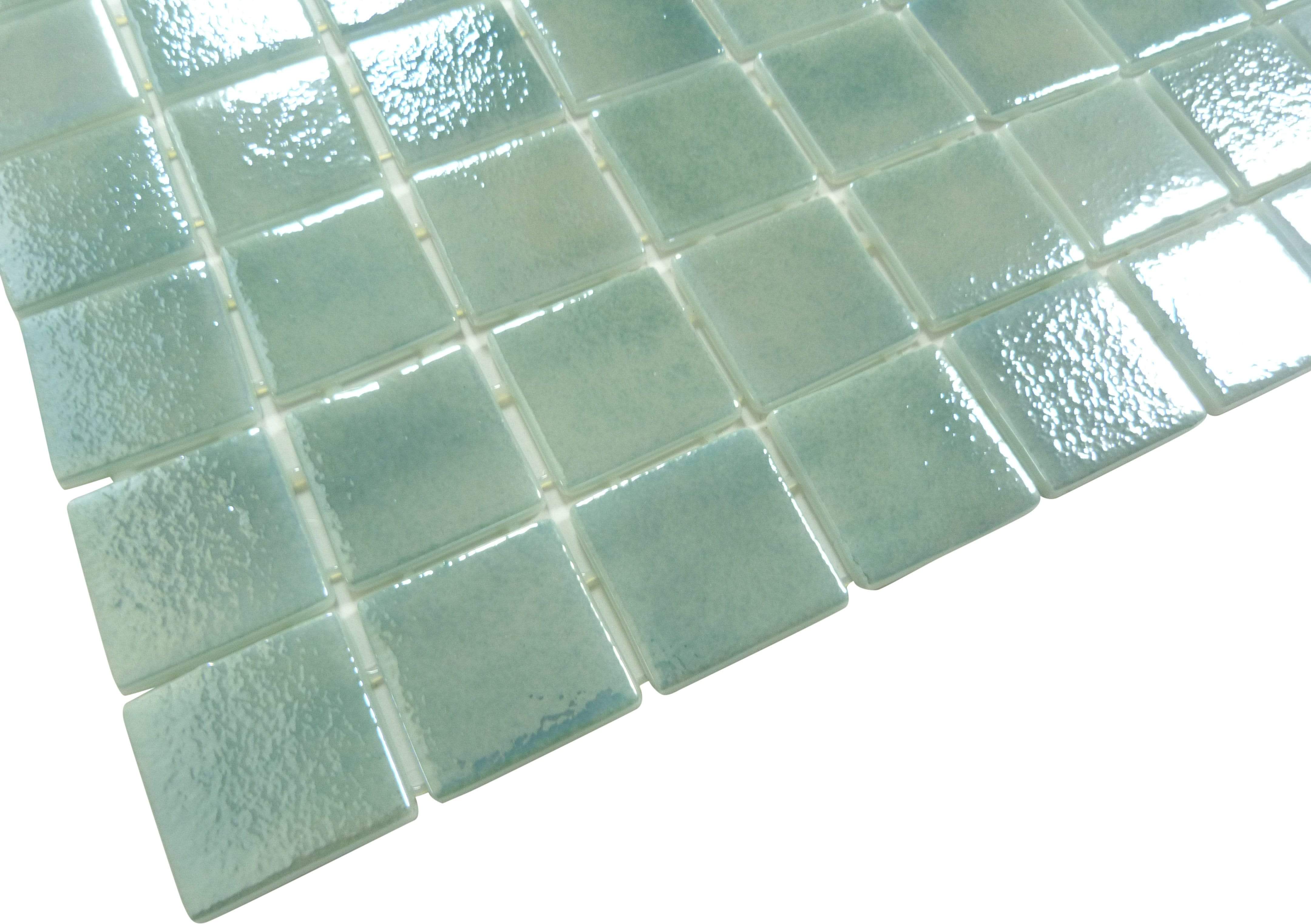 Sea Sprite Green 2" x 2" Glossy & Iridescent Glass Pool Tile Fusion