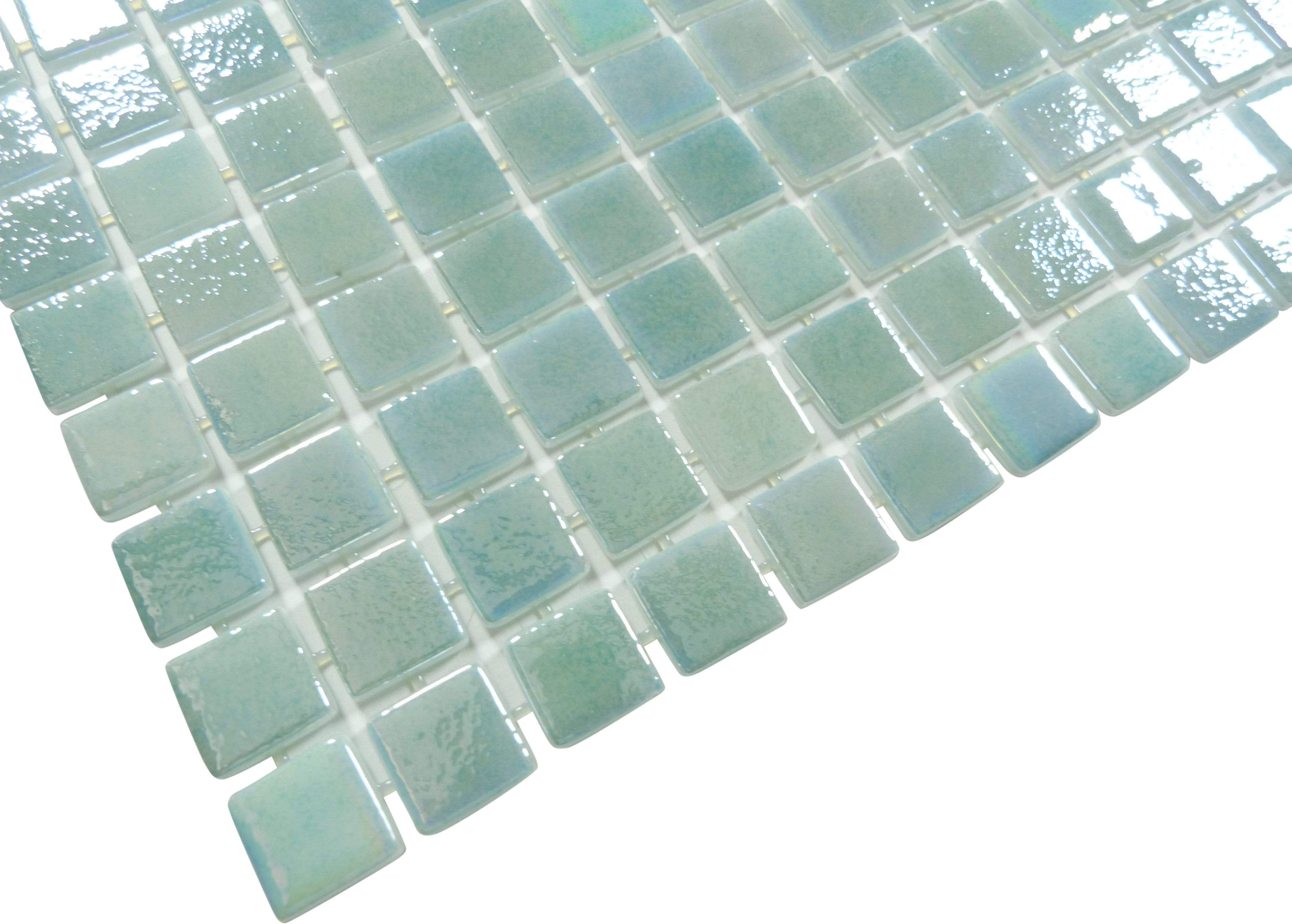 Sea Sprite Green Glossy & Iridescent Glass Pool Tile Fusion