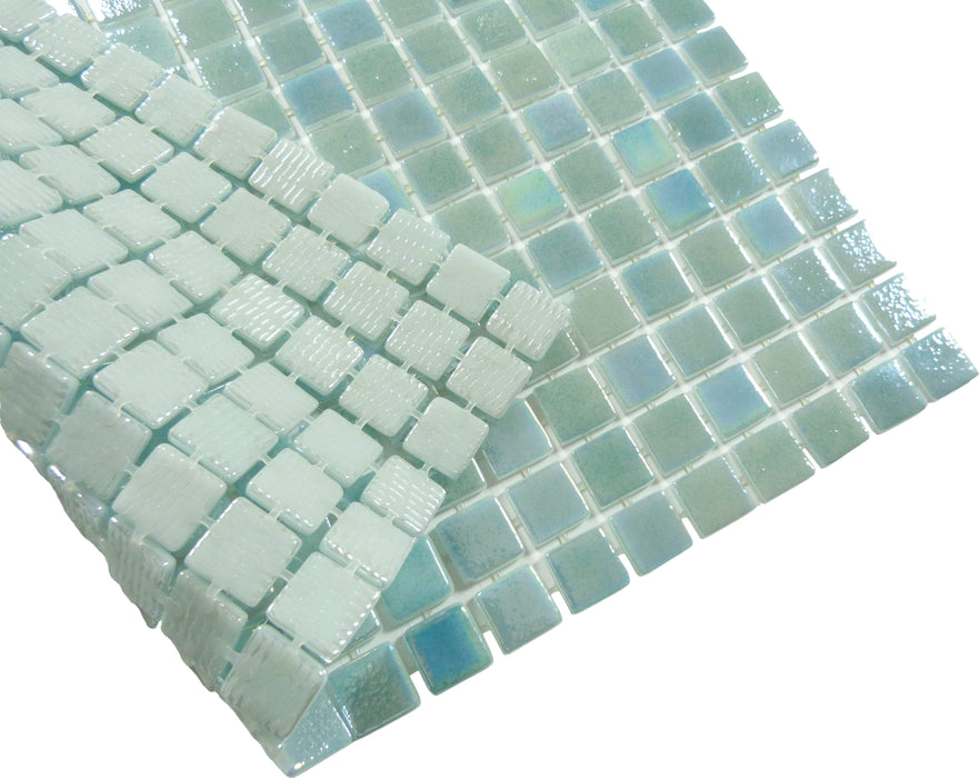Sea Sprite Green Glossy & Iridescent Glass Pool Tile Fusion