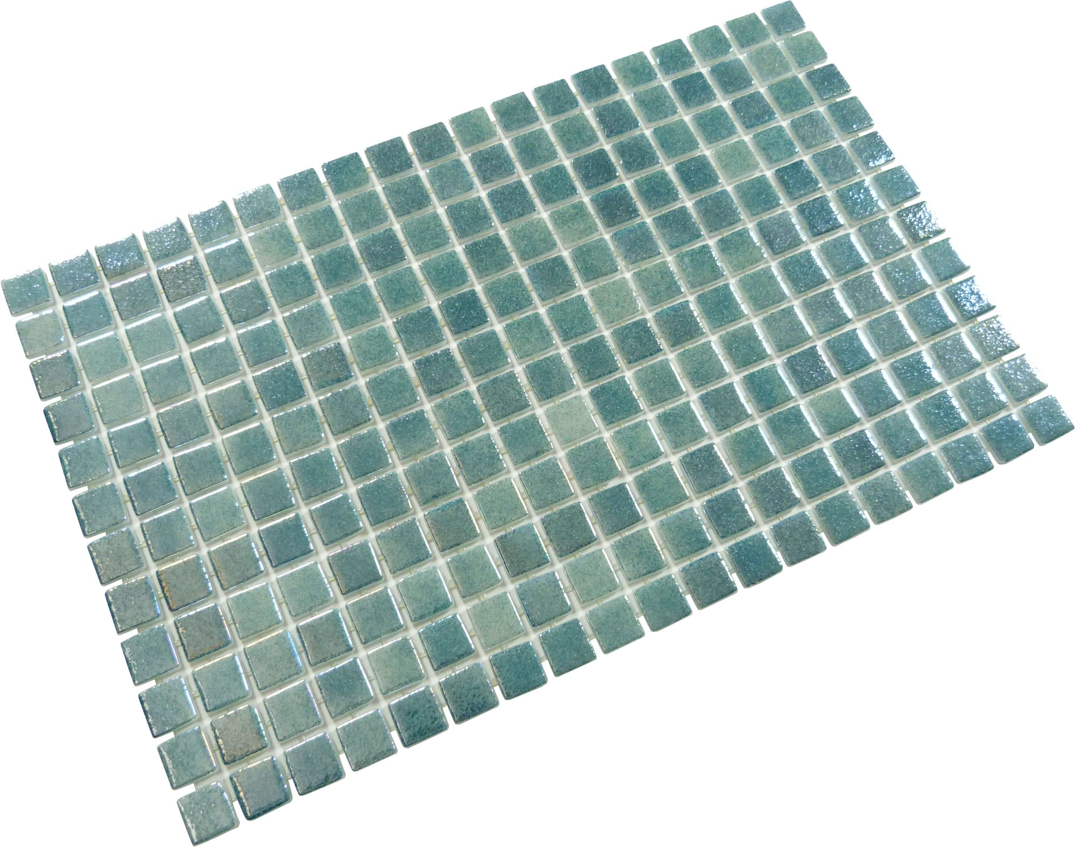 Smoky Emerald Green Anti Slip Glossy & Iridescent Glass Pool Tile Fusion