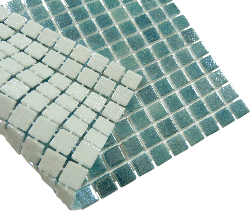 Smoky Emerald Green Anti Slip Glossy & Iridescent Glass Pool Tile Fusion