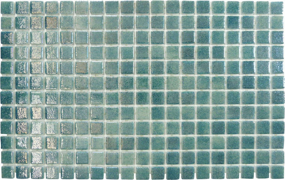 Smoky Emerald Green Anti Slip Glossy & Iridescent Glass Pool Tile Fusion