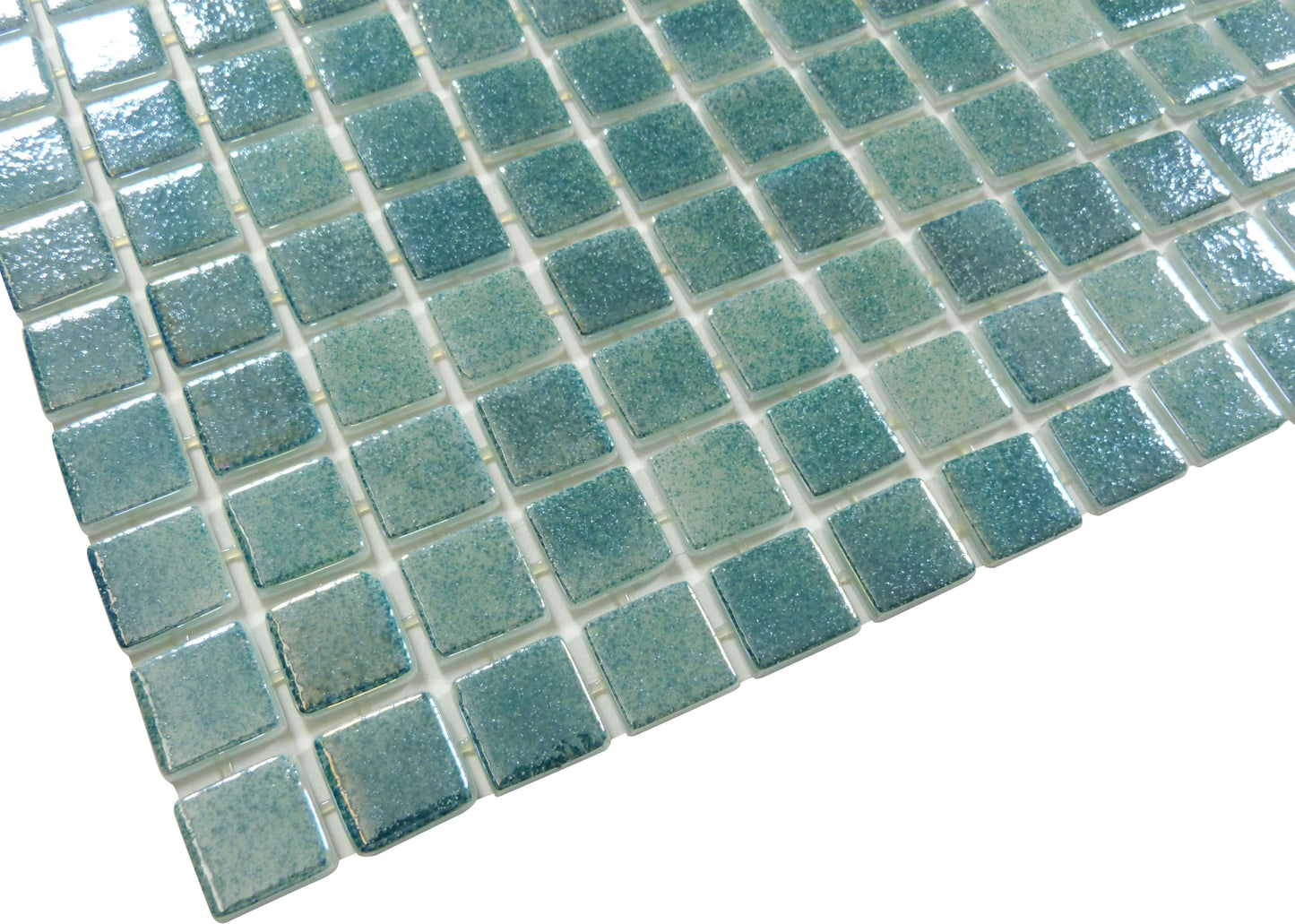 Smoky Emerald Green Anti Slip Glossy & Iridescent Glass Pool Tile Fusion