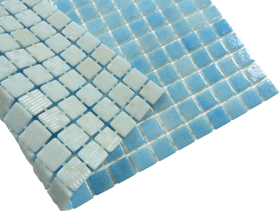Songbird Blue Glossy Glass Pool Tile Fusion