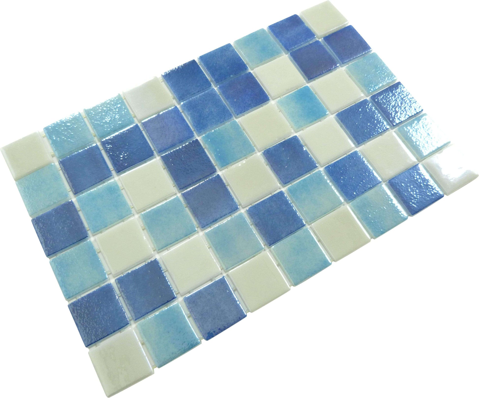 Strata Blue Mix 2" x 2" Glossy & Iridescent Glass Pool Tile Fusion