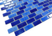 Subway New Port Blue Mix 1x2 Glossy Glass Tile Fusion