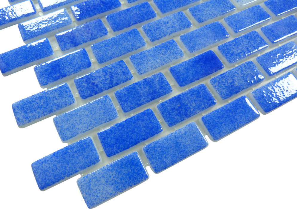 Subway North Sea Blue 1x2 Glossy Glass Tile Fusion