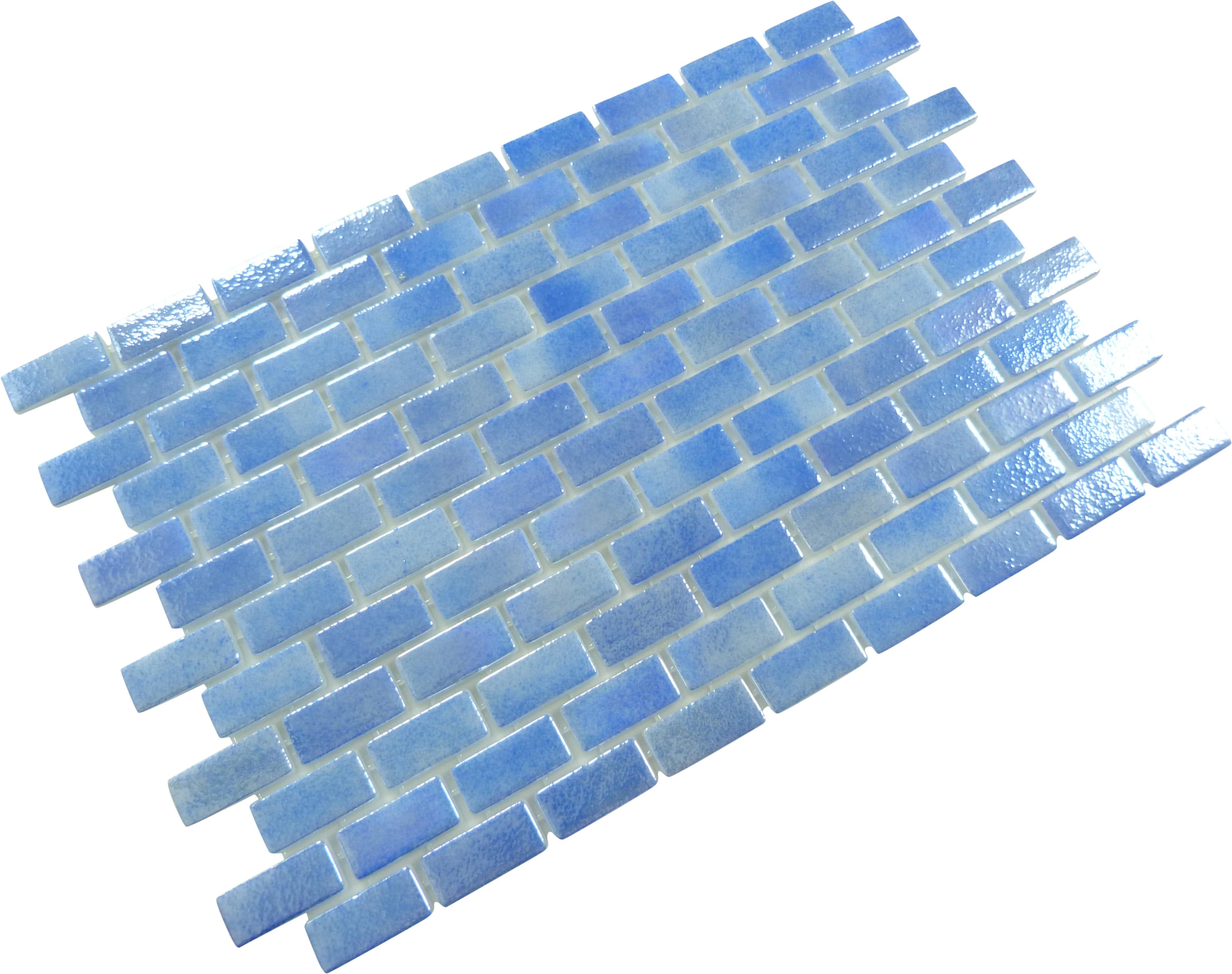 Subway Overcast Blue 1x2 Glossy Glass Tile Fusion