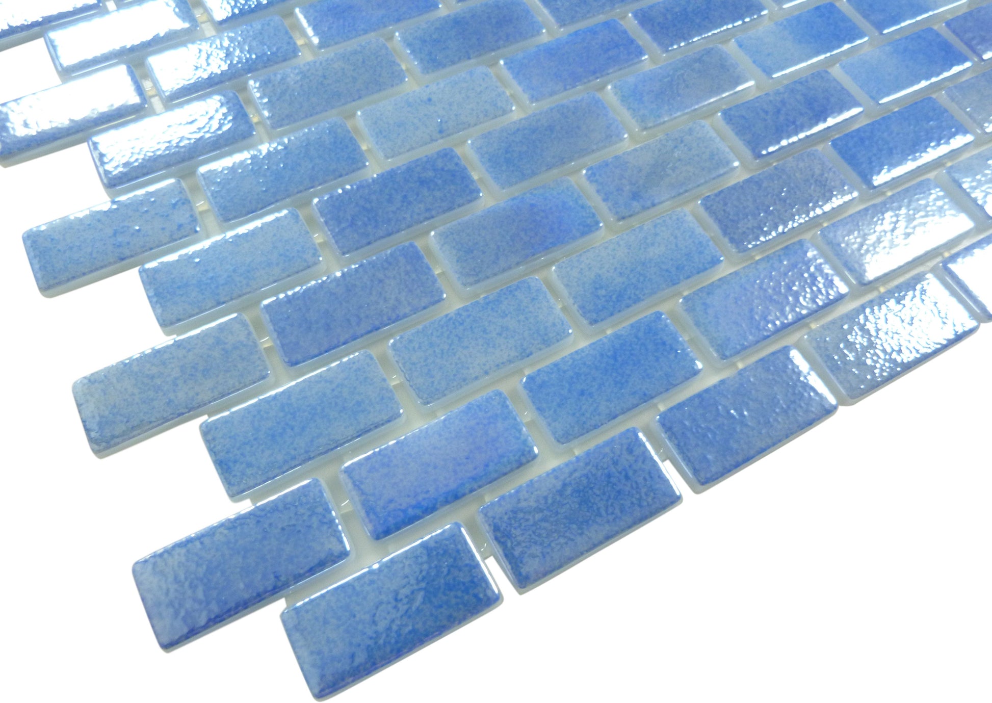 Subway Overcast Blue 1x2 Glossy Glass Tile Fusion