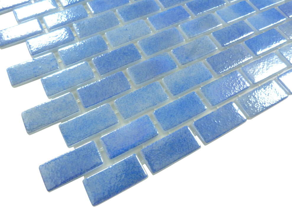 Subway Overcast Blue 1x2 Glossy Glass Tile Fusion