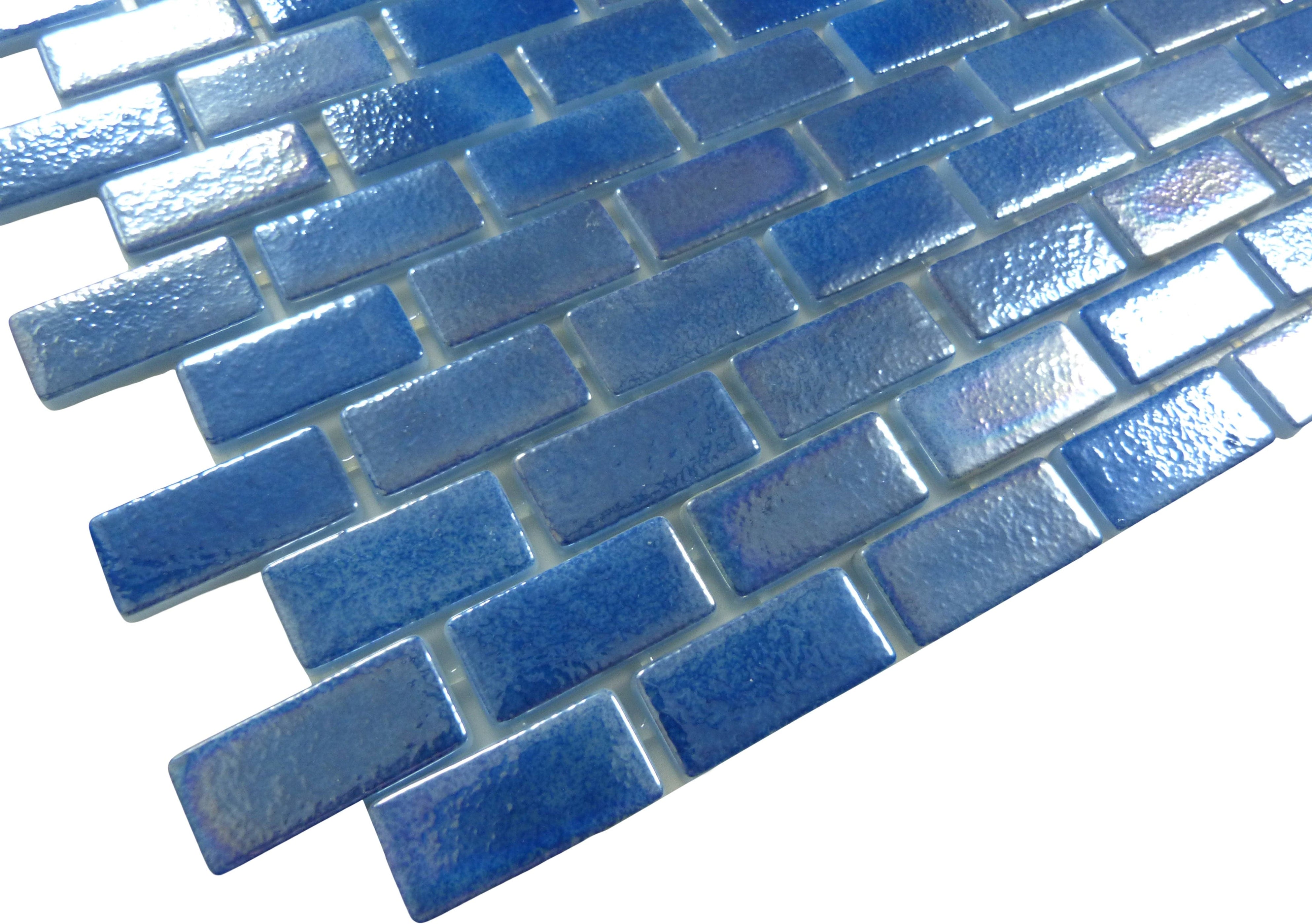 Subway Blue 1x2 Glossy Glass Tile Oasis Tile