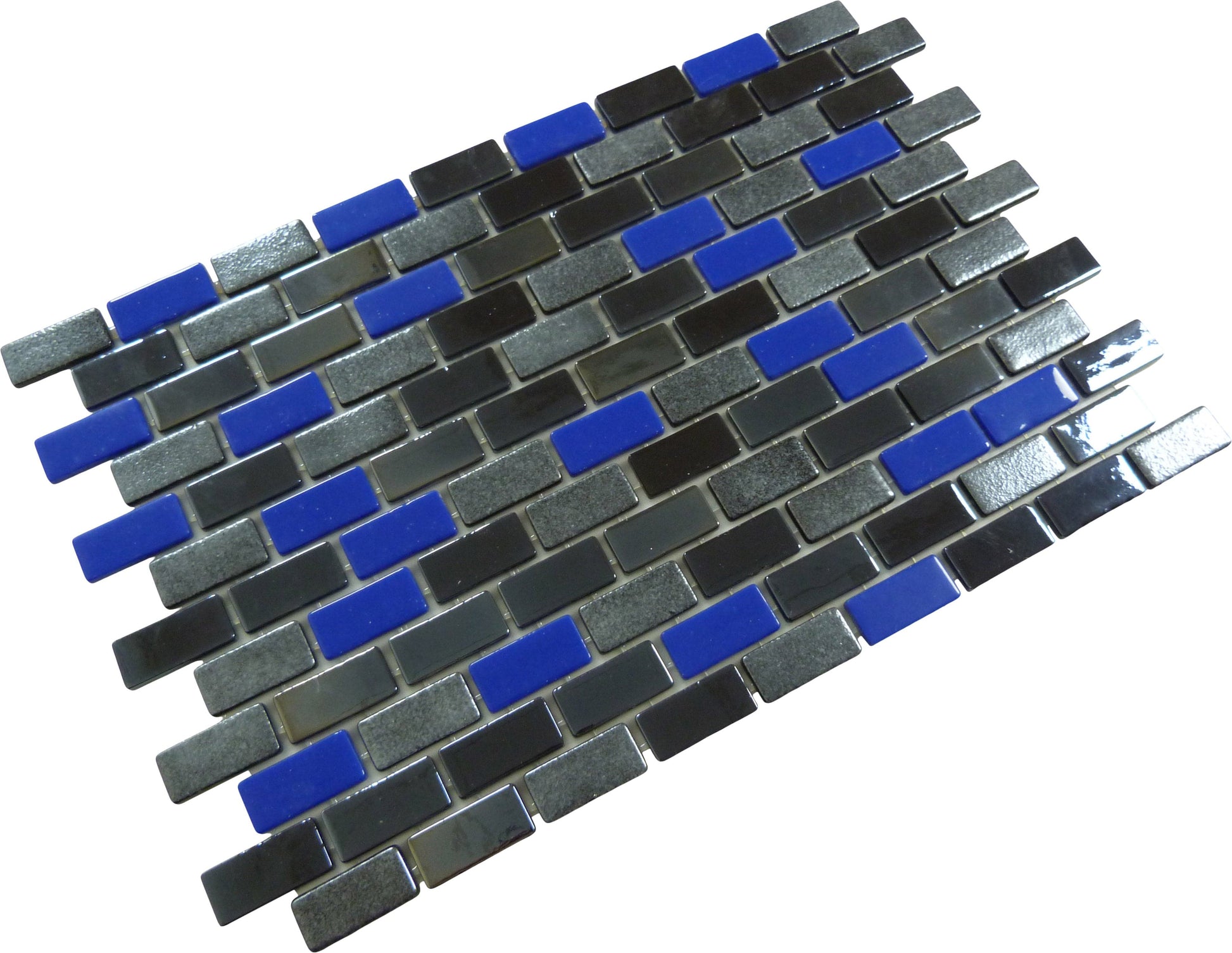 Subway Rainbow Bright Black 1x2 Glossy Glass Tile Fusion