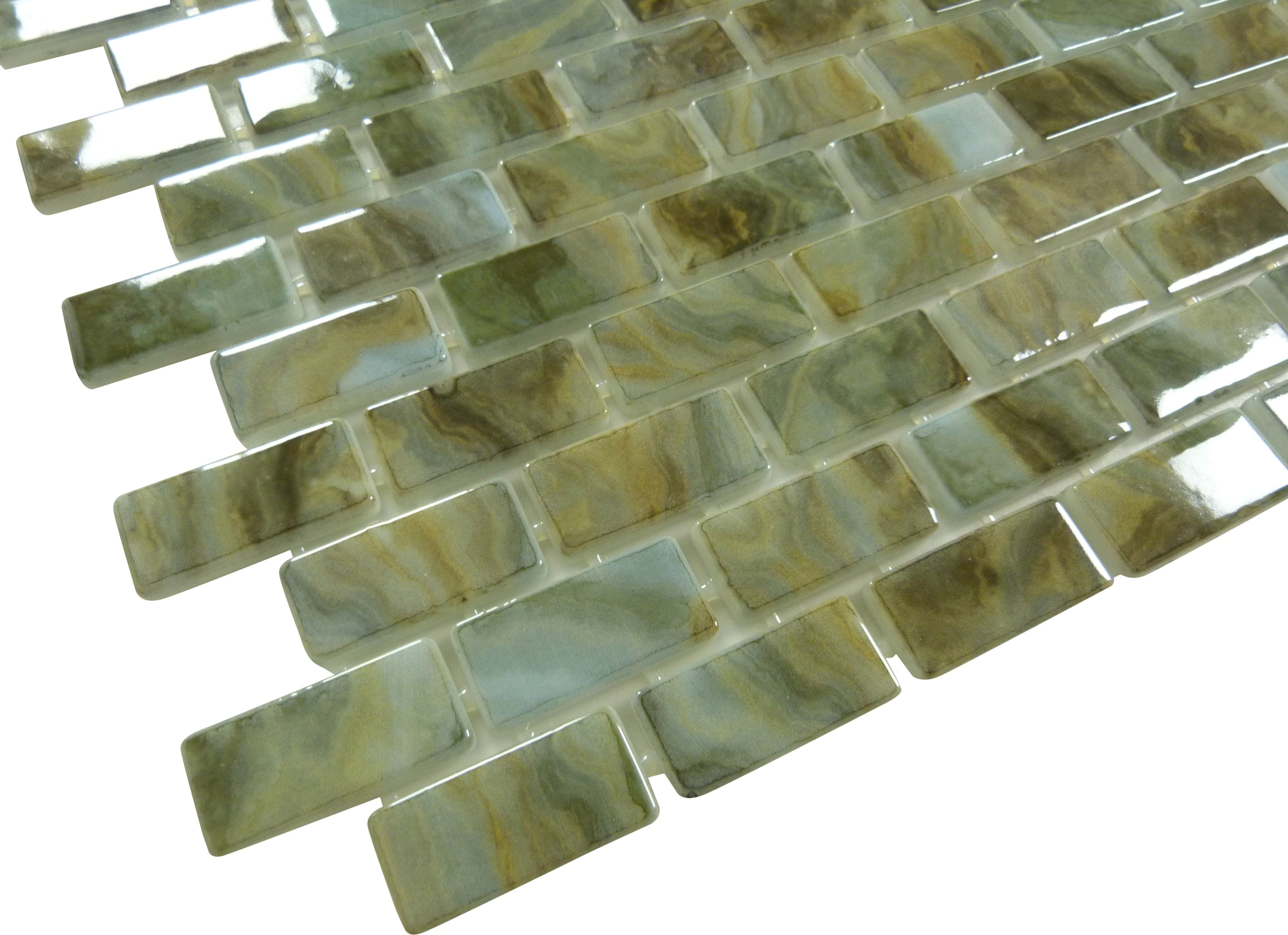 Subway Vogue Cannes Brown 1x2 Glossy Glass Tile Oasis Tile