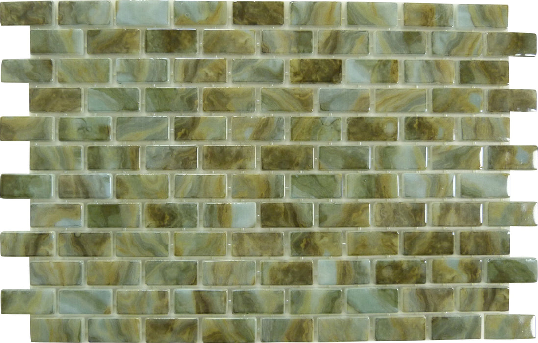 Subway Vogue Cannes Brown 1x2 Glossy Glass Tile Fusion