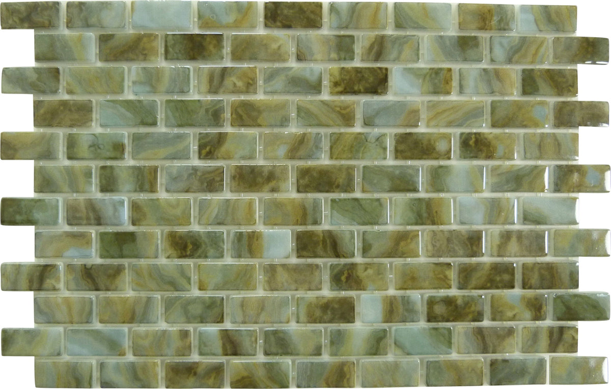 Subway Vogue Cannes Brown 1x2 Glossy Glass Tile Oasis Tile