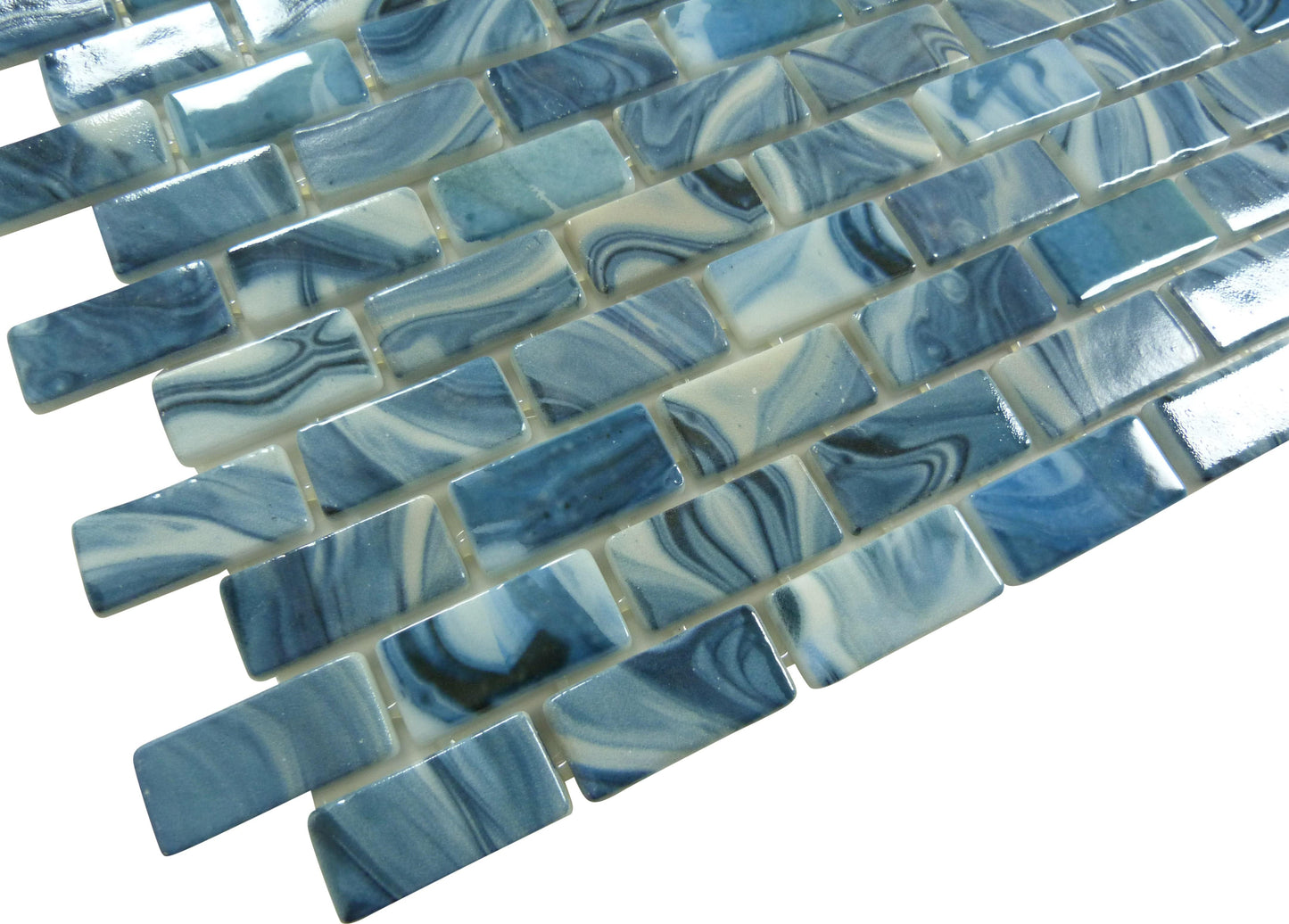 Subway Vogue Como Blue 1x2 Glossy Glass Tile Fusion