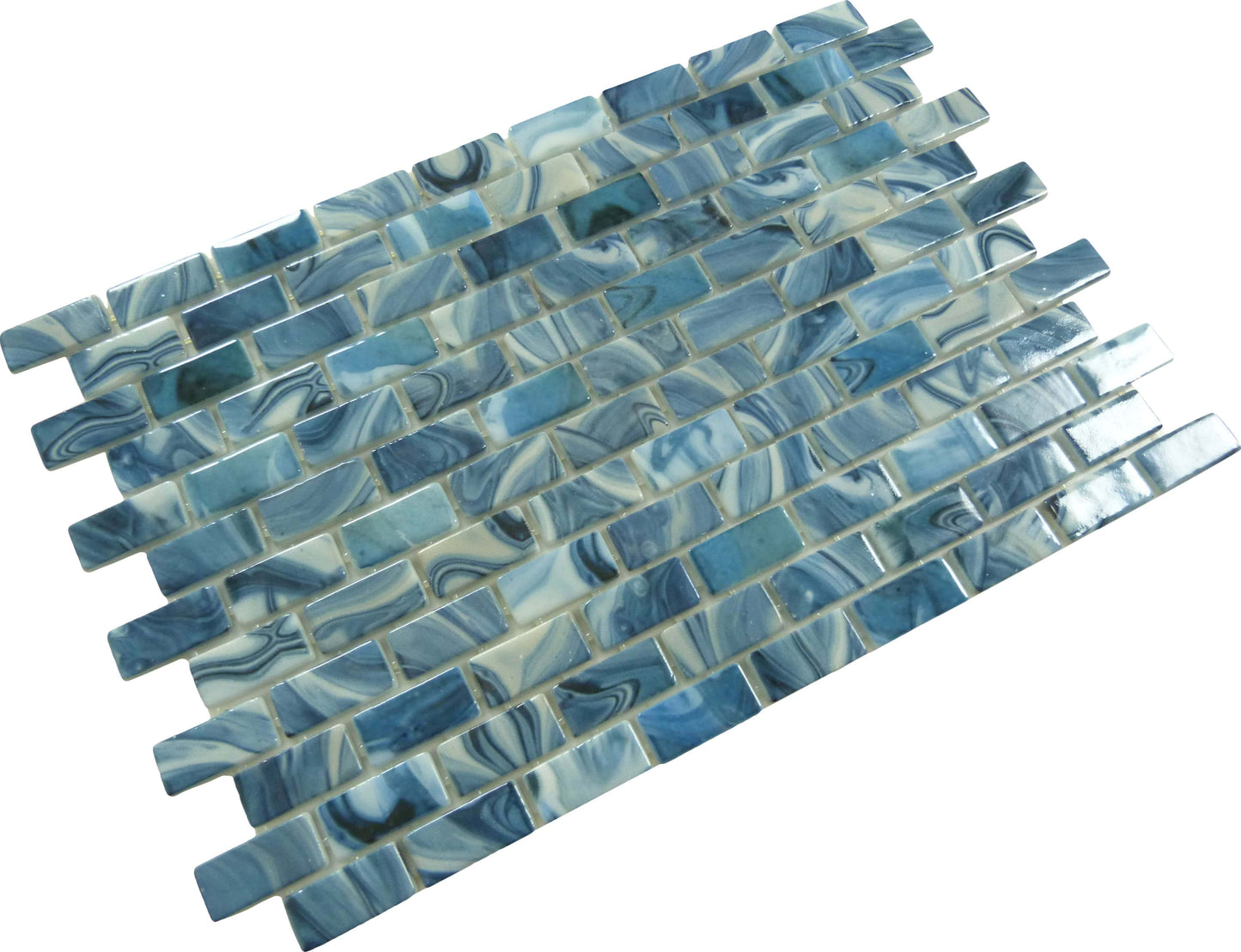 Subway Vogue Como Blue 1x2 Glossy Glass Tile Fusion