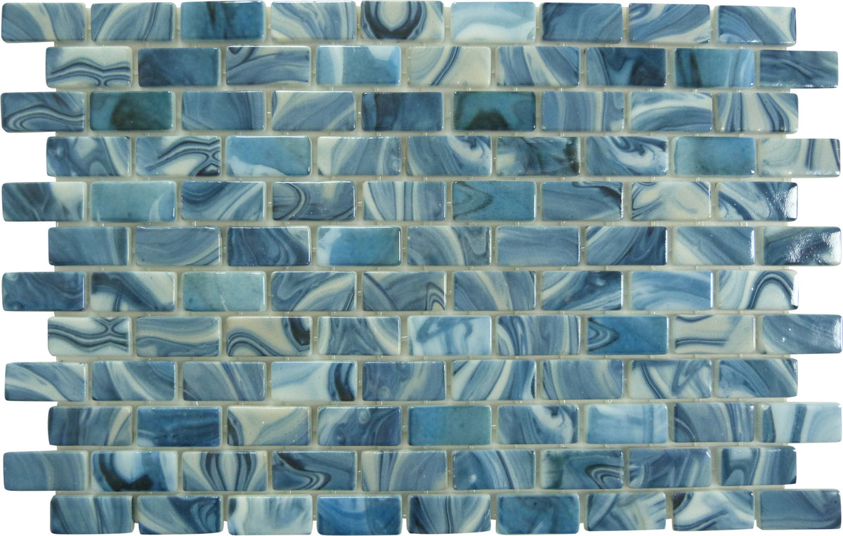 Subway Vogue Como Blue 1x2 Glossy Glass Tile Oasis Tile