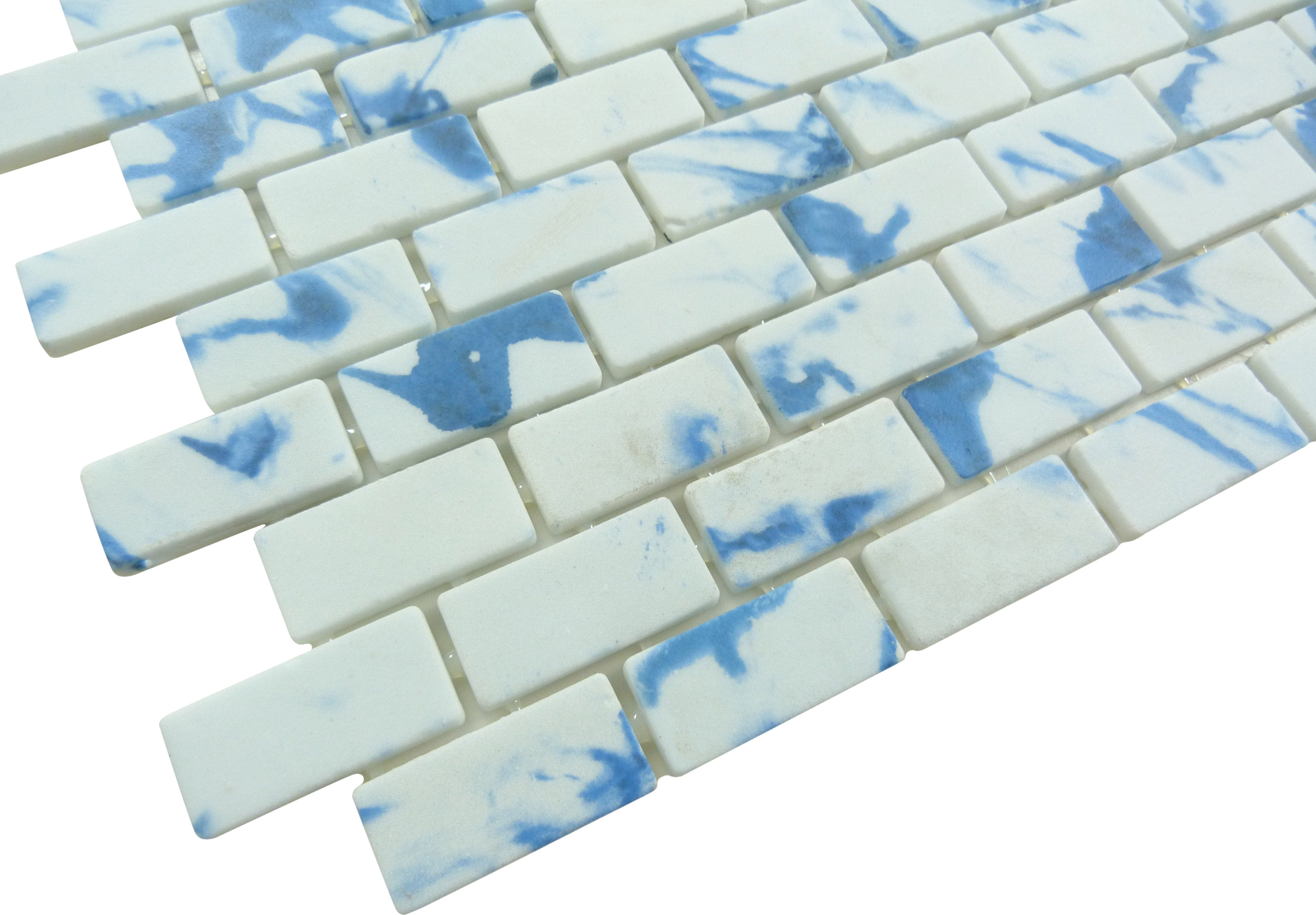 Subway Vogue Lima Blue 1x2 Matte Glass Tile Fusion